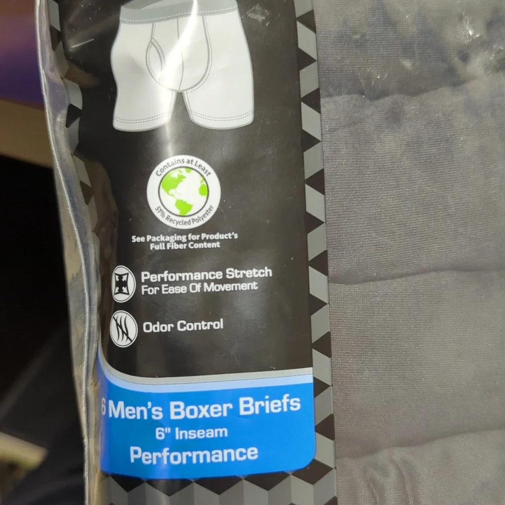 Athletic Works Mens Quick Dry Performance Stretch Boxer‎ Briefs 3XL 48-50 6 Pack